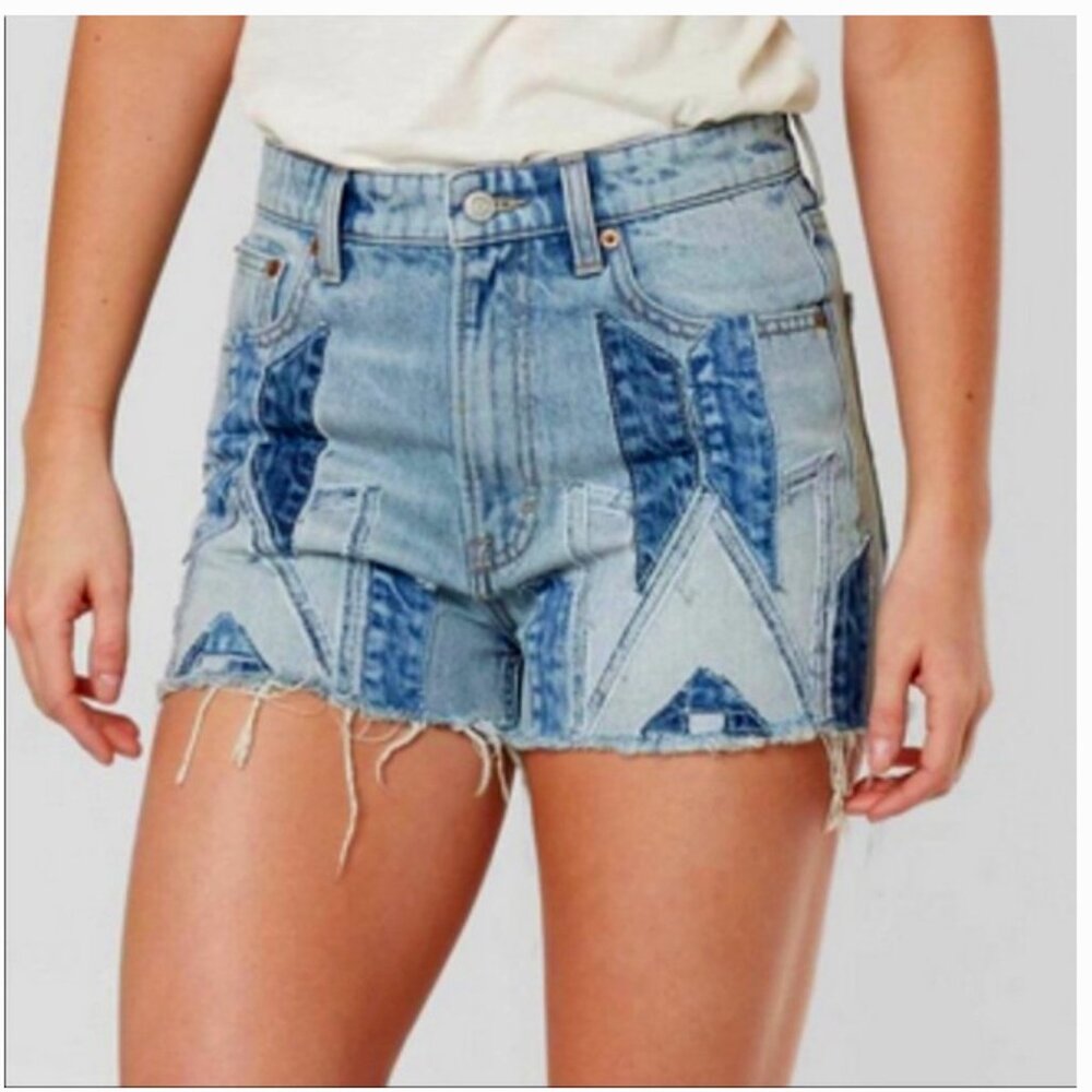 Lucky Brand Patchwork Lucky Pin Jean Shorts